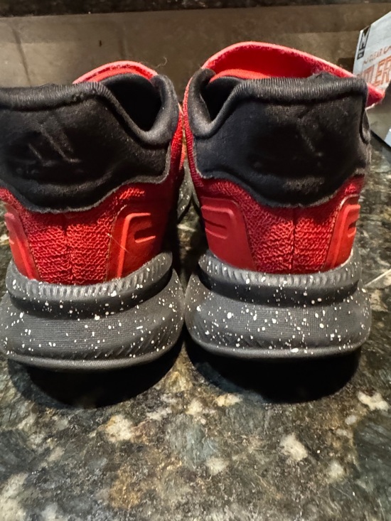 Kids Red and Black Adidas Velcro Sneakers size 2 1/2 kids - Picture 4 of 8